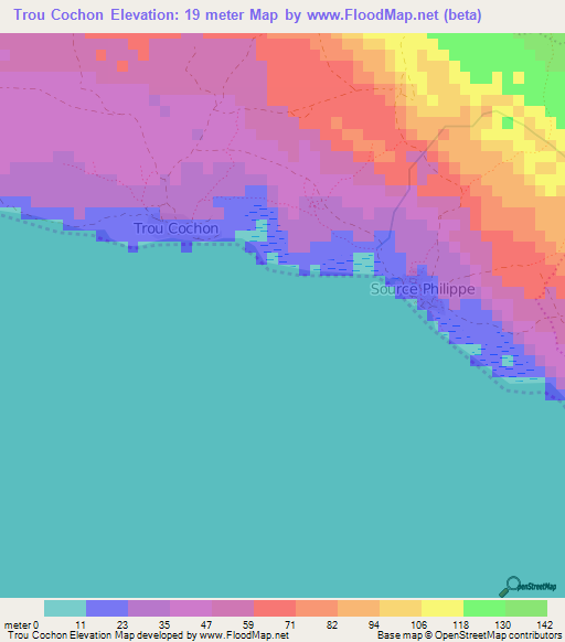 Trou Cochon,Haiti Elevation Map