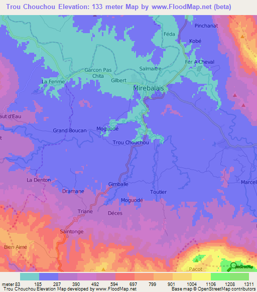 Trou Chouchou,Haiti Elevation Map