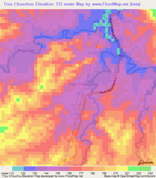 Trou Chouchou,Haiti Elevation Map