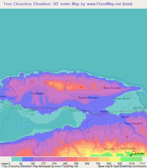 Trou Chouchou,Haiti Elevation Map