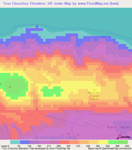 Trou Chouchou,Haiti Elevation Map