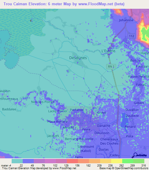 Trou Caiman,Haiti Elevation Map