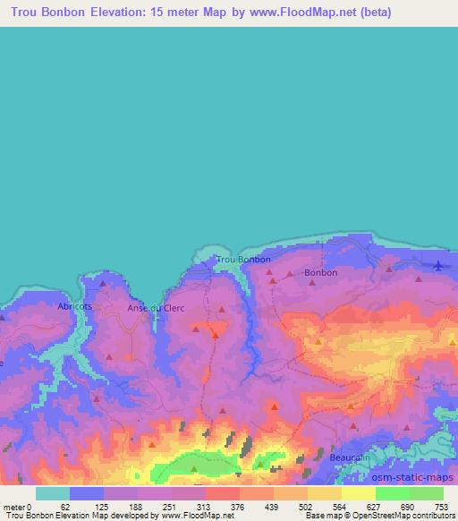 Trou Bonbon,Haiti Elevation Map