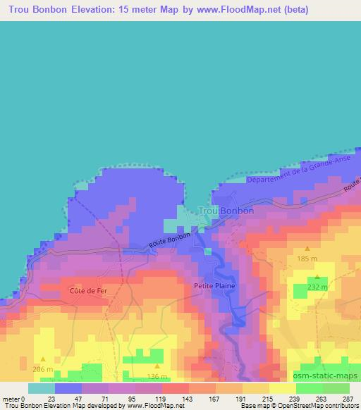 Trou Bonbon,Haiti Elevation Map