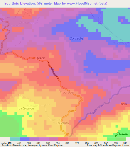 Trou Bois,Haiti Elevation Map