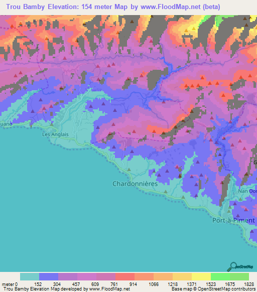 Trou Bamby,Haiti Elevation Map