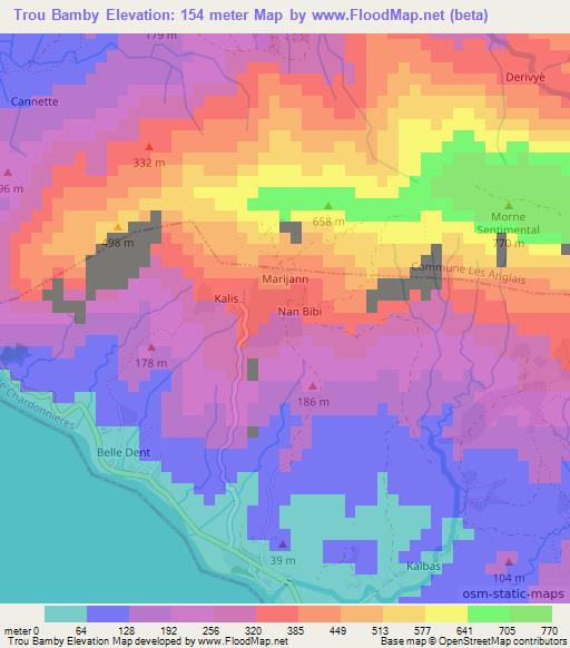 Trou Bamby,Haiti Elevation Map