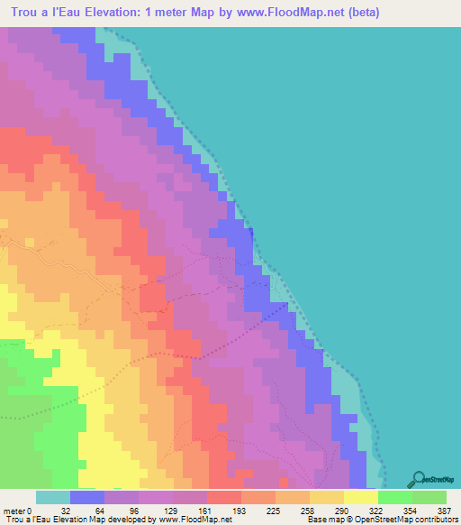 Trou a l'Eau,Haiti Elevation Map