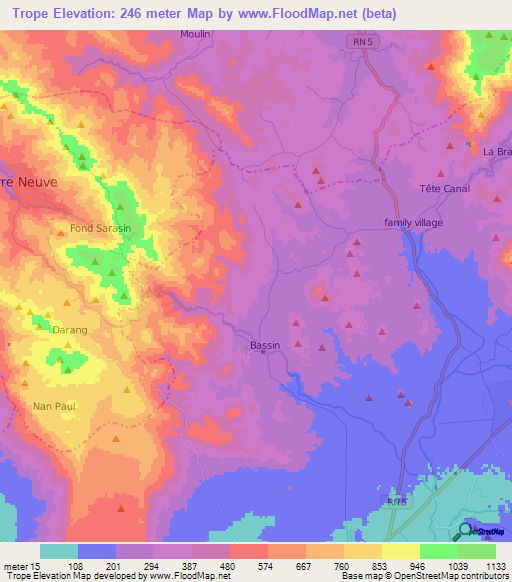 Trope,Haiti Elevation Map