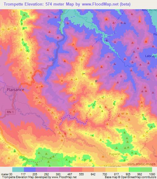 Trompette,Haiti Elevation Map