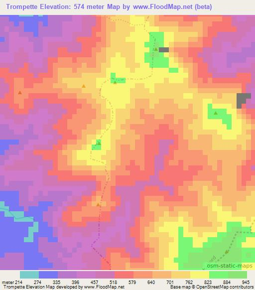 Trompette,Haiti Elevation Map