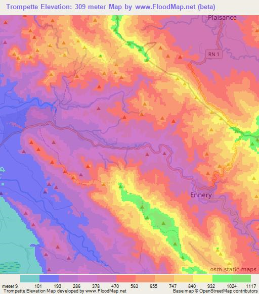 Trompette,Haiti Elevation Map