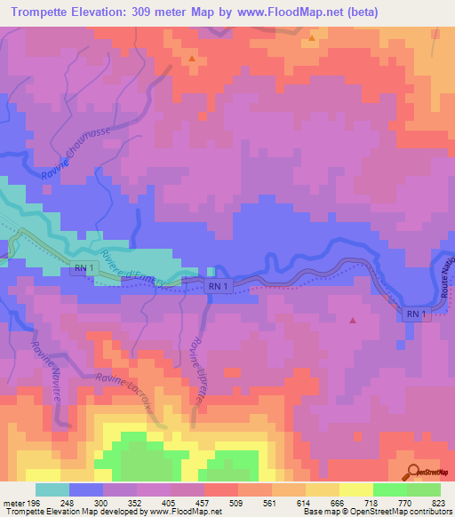 Trompette,Haiti Elevation Map