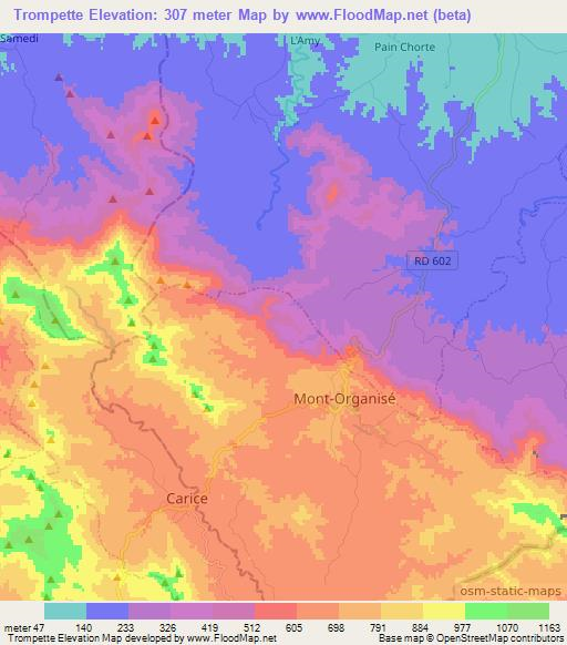 Trompette,Haiti Elevation Map