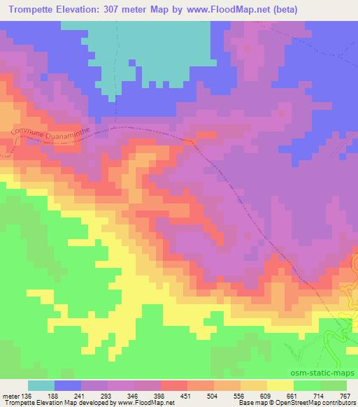 Trompette,Haiti Elevation Map