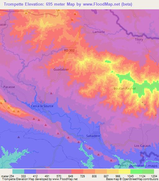 Trompette,Haiti Elevation Map