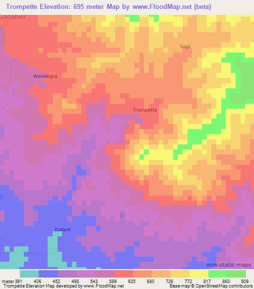 Trompette,Haiti Elevation Map