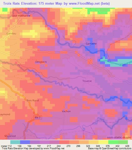 Trois Rats,Haiti Elevation Map