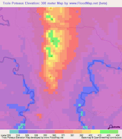 Trois Poteaux,Haiti Elevation Map