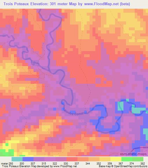 Trois Poteaux,Haiti Elevation Map