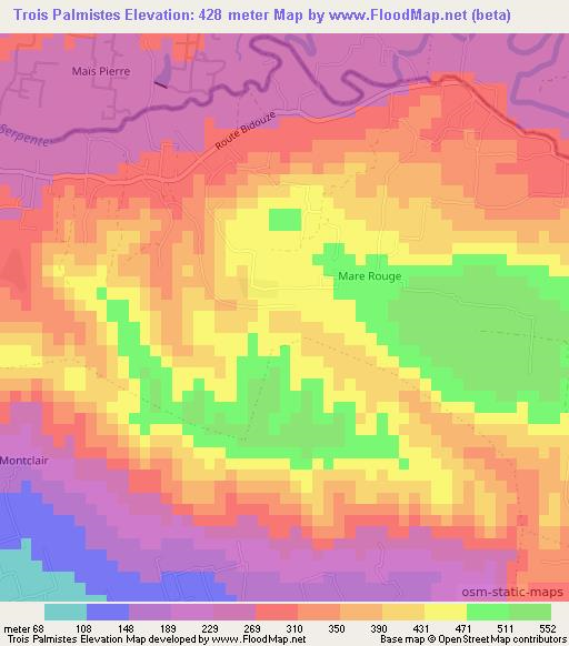 Trois Palmistes,Haiti Elevation Map