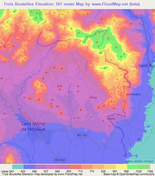 Trois Bouteilles,Haiti Elevation Map