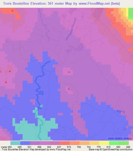 Trois Bouteilles,Haiti Elevation Map