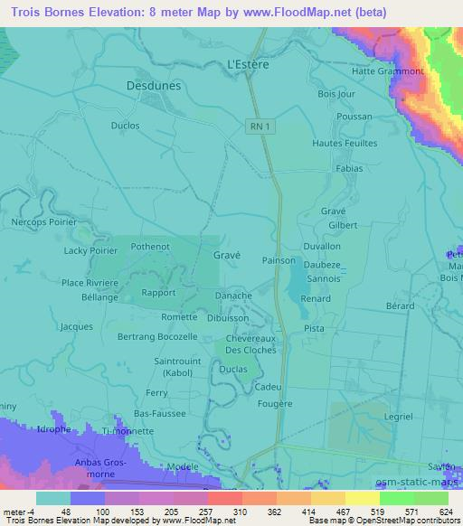 Trois Bornes,Haiti Elevation Map