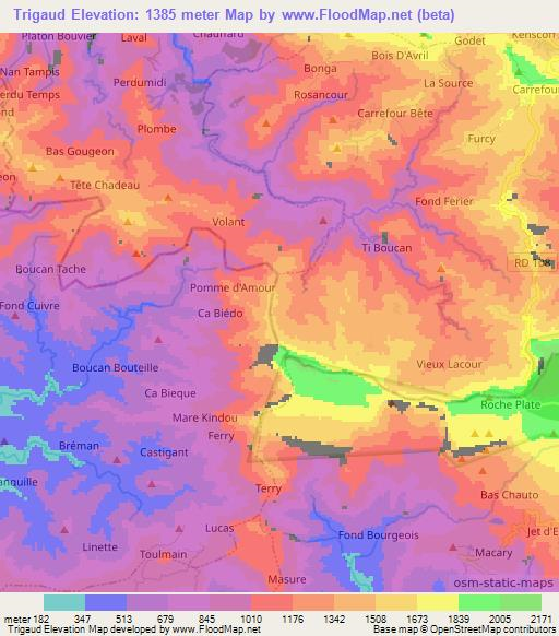 Trigaud,Haiti Elevation Map