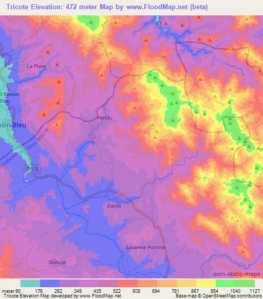 Tricote,Haiti Elevation Map