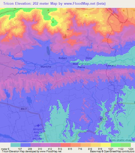 Tricon,Haiti Elevation Map