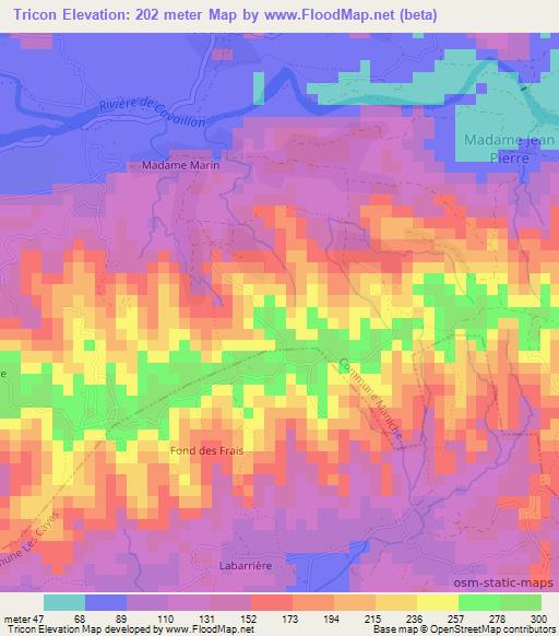 Tricon,Haiti Elevation Map