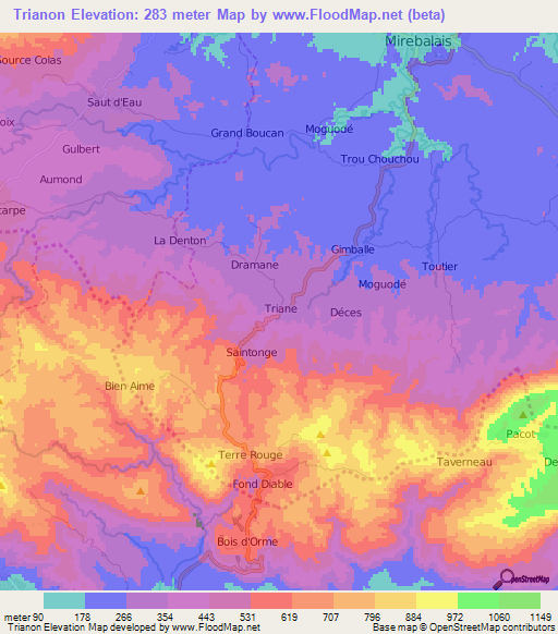 Trianon,Haiti Elevation Map