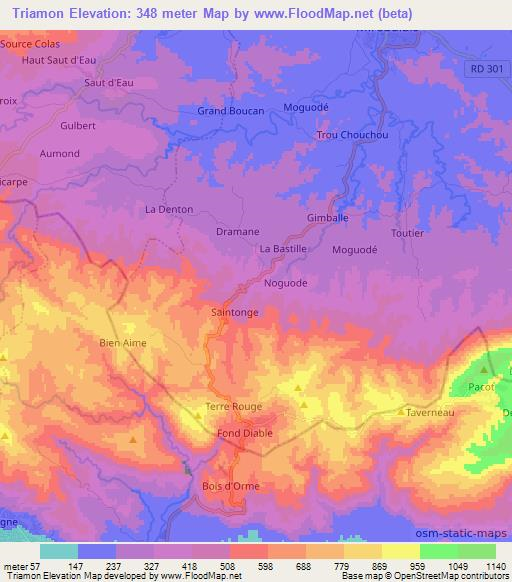 Triamon,Haiti Elevation Map