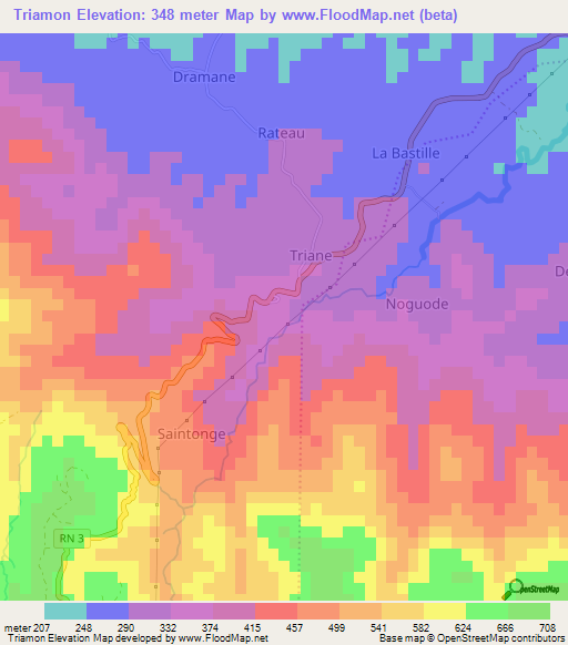 Triamon,Haiti Elevation Map