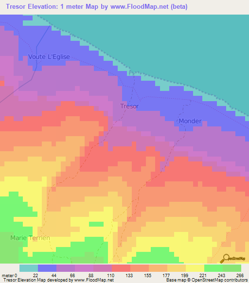 Tresor,Haiti Elevation Map