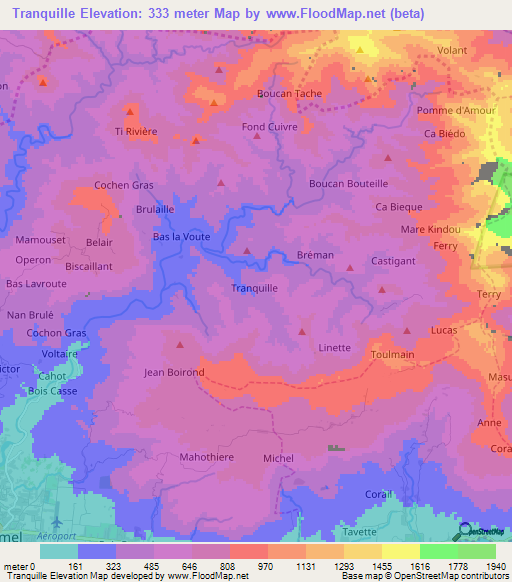 Tranquille,Haiti Elevation Map