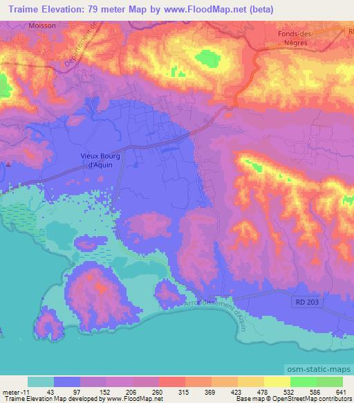 Traime,Haiti Elevation Map