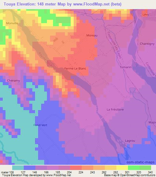 Touya,Haiti Elevation Map