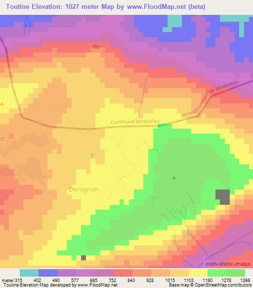 Toutine,Haiti Elevation Map