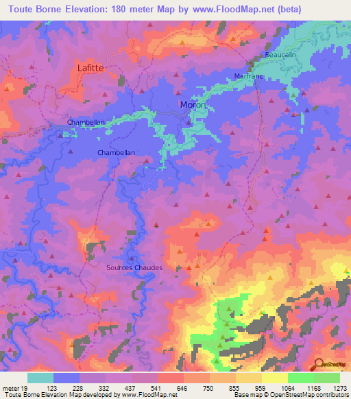 Toute Borne,Haiti Elevation Map