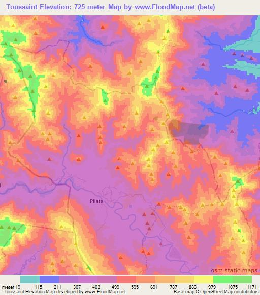 Toussaint,Haiti Elevation Map