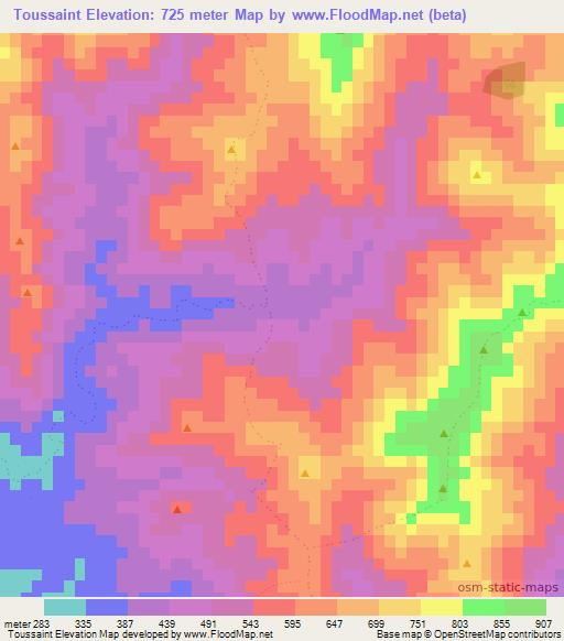 Toussaint,Haiti Elevation Map