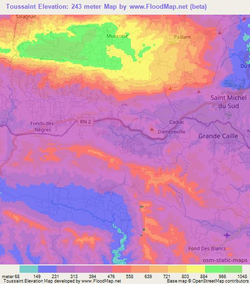 Toussaint,Haiti Elevation Map