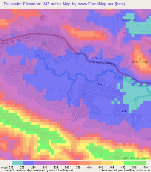 Toussaint,Haiti Elevation Map