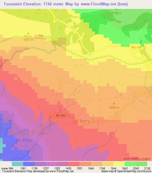 Toussaint,Haiti Elevation Map