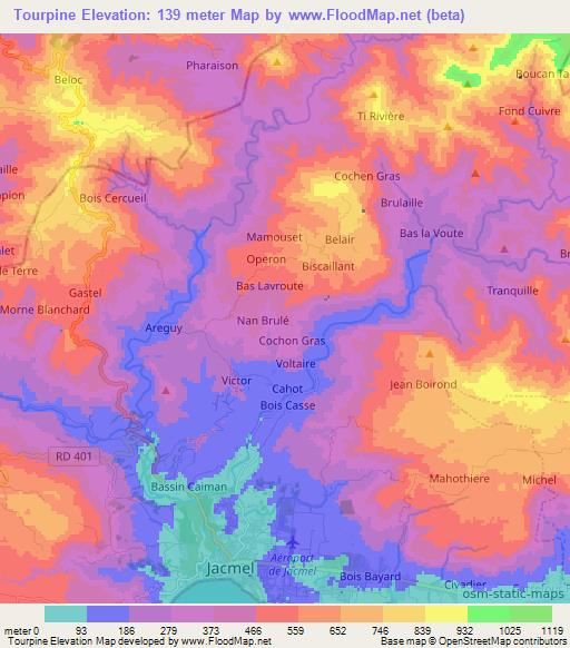 Tourpine,Haiti Elevation Map