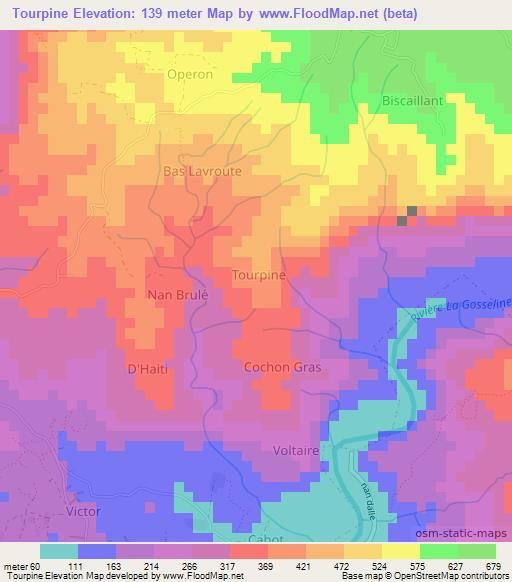 Tourpine,Haiti Elevation Map