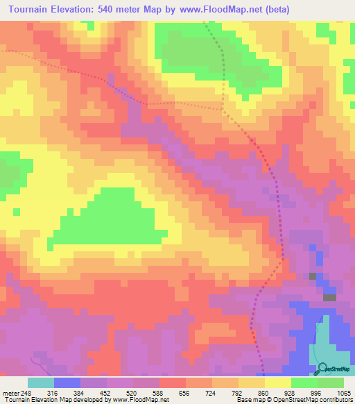 Tournain,Haiti Elevation Map