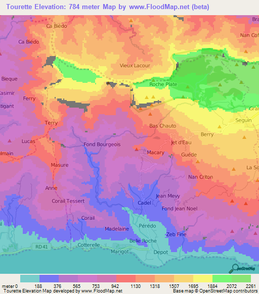 Tourette,Haiti Elevation Map